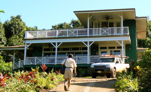 the Hormel home sits at the top of a long steep driveway. This site was challenging and rewarding due it's steepness, and the narrow area available for the house 